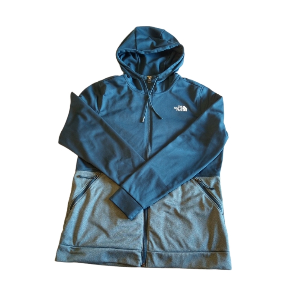 The North Face Women's Blue Color block Drawstring Full Zip Hoodie L